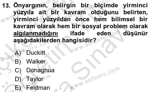 Sosyal Psikoloji 2 Dersi 2021 - 2022 Yılı (Vize) Ara Sınavı 13. Soru