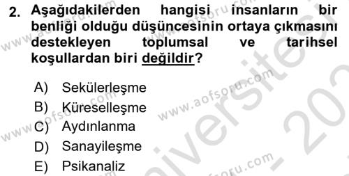 Sosyal Psikoloji 2 Dersi 2021 - 2022 Yılı (Final) Dönem Sonu Sınavı 2. Soru