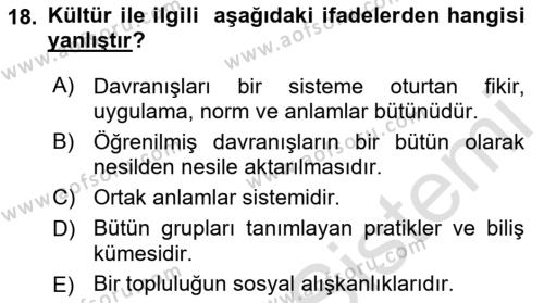 Sosyal Psikoloji 2 Dersi 2021 - 2022 Yılı Yaz Okulu Sınavı 18. Soru