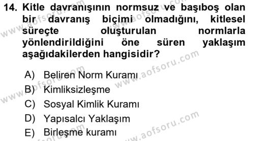 Sosyal Psikoloji 2 Dersi 2022 - 2023 Yılı Yaz Okulu Sınavı 14. Soru