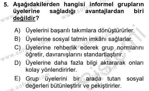 Sosyal Psikoloji 2 Dersi 2022 - 2023 Yılı Yaz Okulu Sınavı 5. Soru