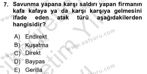 Pazarlama Yönetimi Dersi 2023 - 2024 Yılı Yaz Okulu Sınavı 7. Soru