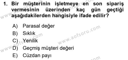 Pazarlama Yönetimi Dersi 2024 - 2025 Yılı (Vize) Ara Sınavı 1. Soru