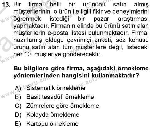 Pazarlama İlkeleri Dersi 2021 - 2022 Yılı (Vize) Ara Sınavı 13. Soru