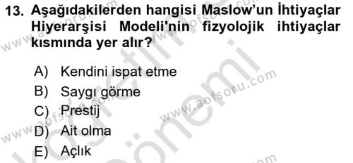 Pazarlama İlkeleri Dersi 2022 - 2023 Yılı (Vize) Ara Sınavı 13. Soru