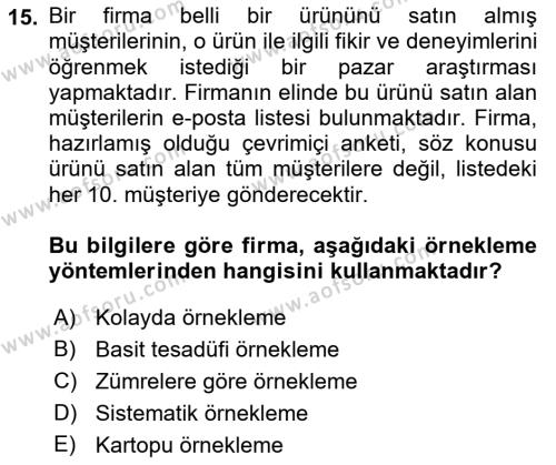 Pazarlama İlkeleri Dersi 2022 - 2023 Yılı (Vize) Ara Sınavı 15. Soru