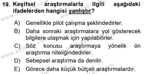 Pazarlama İlkeleri Dersi 2023 - 2024 Yılı (Vize) Ara Sınavı 19. Soru