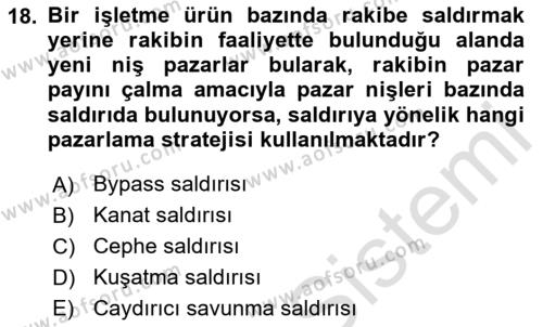 Pazarlama İlkeleri Dersi 2023 - 2024 Yılı Yaz Okulu Sınavı 18. Soru