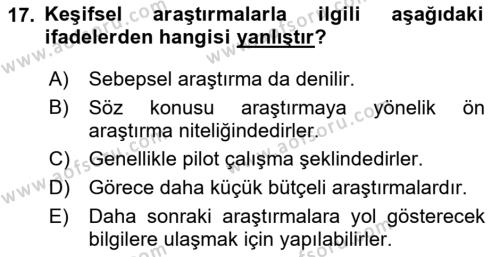 Pazarlama İlkeleri Dersi 2024 - 2025 Yılı (Vize) Ara Sınavı 17. Soru