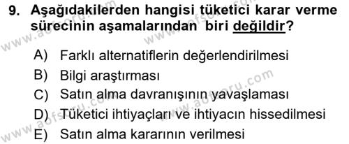 Sağlık Hizmetleri Pazarlaması Dersi 2021 - 2022 Yılı (Vize) Ara Sınavı 9. Soru