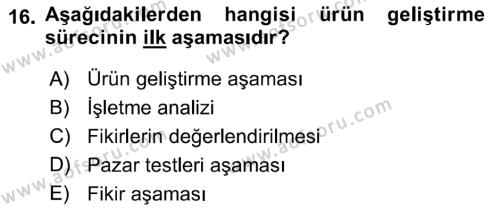 Sağlık Hizmetleri Pazarlaması Dersi 2021 - 2022 Yılı Yaz Okulu Sınavı 16. Soru