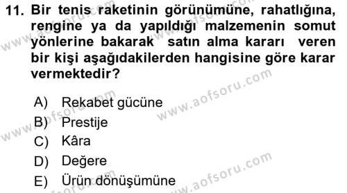 Spor Pazarlaması Dersi 2021 - 2022 Yılı (Final) Dönem Sonu Sınavı 11. Soru