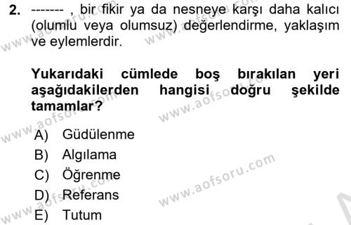 Spor Pazarlaması Dersi 2021 - 2022 Yılı Yaz Okulu Sınavı 2. Soru