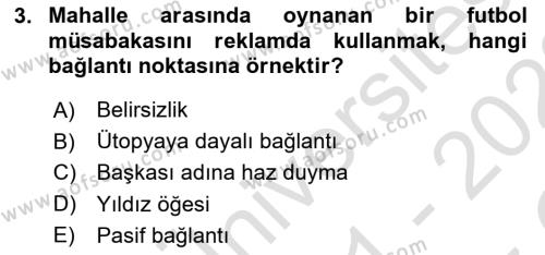 Spor Pazarlaması Dersi 2021 - 2022 Yılı Yaz Okulu Sınavı 3. Soru