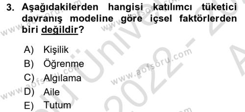 Spor Pazarlaması Dersi 2022 - 2023 Yılı (Vize) Ara Sınavı 3. Soru