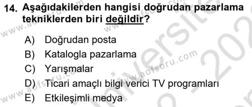 Spor Pazarlaması Dersi 2022 - 2023 Yılı (Final) Dönem Sonu Sınavı 14. Soru