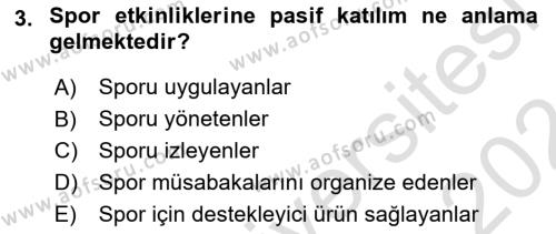 Spor Pazarlaması Dersi 2023 - 2024 Yılı (Final) Dönem Sonu Sınavı 3. Soru