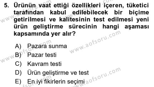 Spor Pazarlaması Dersi 2023 - 2024 Yılı Yaz Okulu Sınavı 5. Soru