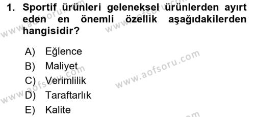 Spor Pazarlaması Dersi 2024 - 2025 Yılı (Vize) Ara Sınavı 1. Soru