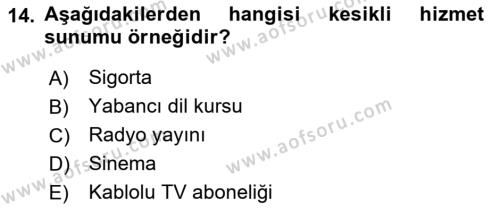 Müşteri İlişkileri Yönetimi Dersi 2021 - 2022 Yılı (Vize) Ara Sınavı 14. Soru