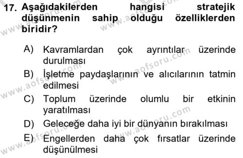 Müşteri İlişkileri Yönetimi Dersi 2021 - 2022 Yılı (Vize) Ara Sınavı 17. Soru