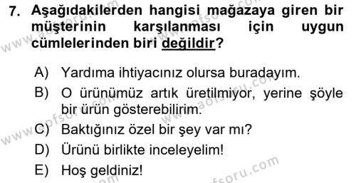 Müşteri İlişkileri Yönetimi Dersi 2021 - 2022 Yılı (Vize) Ara Sınavı 7. Soru