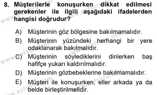 Müşteri İlişkileri Yönetimi Dersi 2021 - 2022 Yılı (Vize) Ara Sınavı 8. Soru