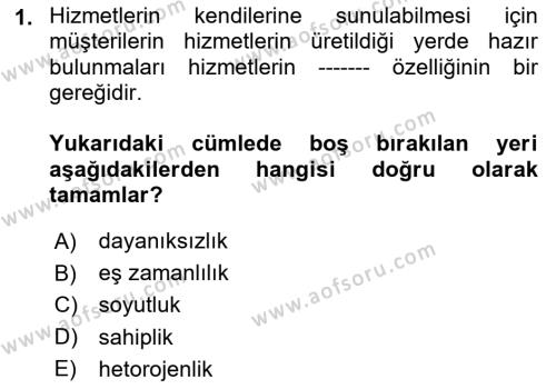 Müşteri İlişkileri Yönetimi Dersi 2023 - 2024 Yılı (Final) Dönem Sonu Sınavı 1. Soru