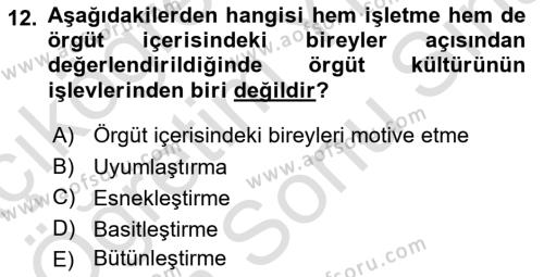 Müşteri İlişkileri Yönetimi Dersi 2023 - 2024 Yılı (Final) Dönem Sonu Sınavı 12. Soru