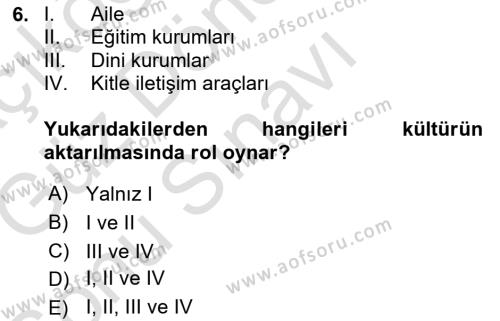 Tüketici Davranışları Dersi 2019 - 2020 Yılı (Final) Dönem Sonu Sınavı 6. Soru