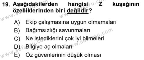 Tüketici Davranışları Dersi 2021 - 2022 Yılı Yaz Okulu Sınavı 19. Soru