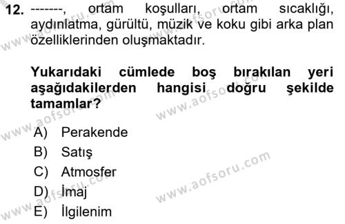 Tüketici Davranışları Dersi 2023 - 2024 Yılı (Vize) Ara Sınavı 12. Soru