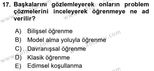 Tüketici Davranışları Dersi 2023 - 2024 Yılı (Vize) Ara Sınavı 17. Soru