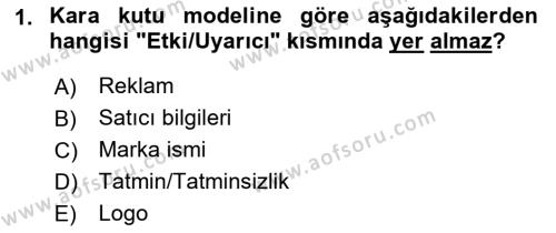 Tüketici Davranışları Dersi 2023 - 2024 Yılı (Final) Dönem Sonu Sınavı 1. Soru