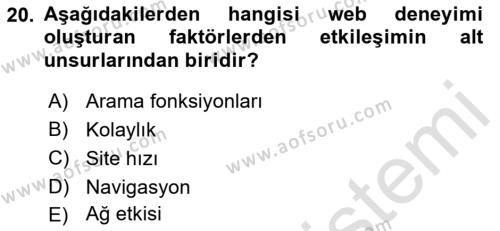 Tüketici Davranışları Dersi 2023 - 2024 Yılı (Final) Dönem Sonu Sınavı 20. Soru