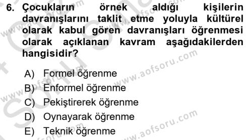 Tüketici Davranışları Dersi 2023 - 2024 Yılı (Final) Dönem Sonu Sınavı 6. Soru