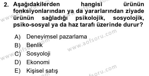 Tüketici Davranışları Dersi 2024 - 2025 Yılı (Vize) Ara Sınavı 2. Soru