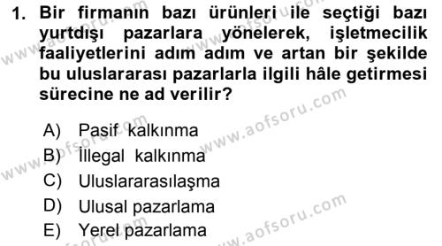 Uluslararası Pazarlama Dersi 2018 - 2019 Yılı 3 Ders Sınavı 1. Soru