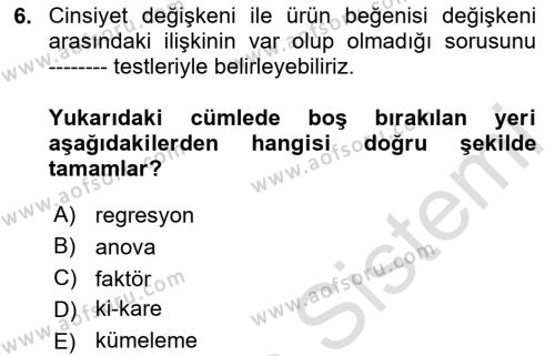 Uluslararası Pazarlama Dersi 2020 - 2021 Yılı Yaz Okulu Sınavı 6. Soru