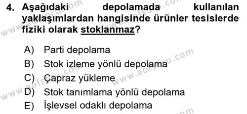 Tedarik Zinciri Yönetimi Dersi 2018 - 2019 Yılı 3 Ders Sınavı 4. Soru