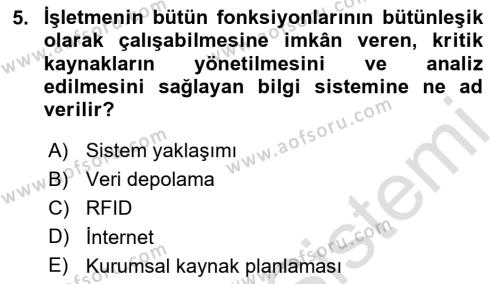 Tedarik Zinciri Yönetimi Dersi 2020 - 2021 Yılı Yaz Okulu Sınavı 5. Soru