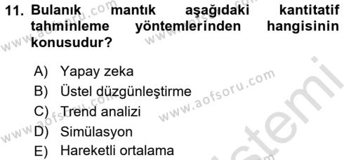 Tedarik Zinciri Yönetimi Dersi 2021 - 2022 Yılı (Vize) Ara Sınavı 11. Soru