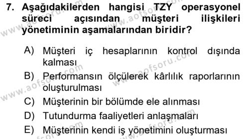 Tedarik Zinciri Yönetimi Dersi 2021 - 2022 Yılı (Vize) Ara Sınavı 7. Soru