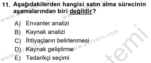 Tedarik Zinciri Yönetimi Dersi 2021 - 2022 Yılı Yaz Okulu Sınavı 11. Soru