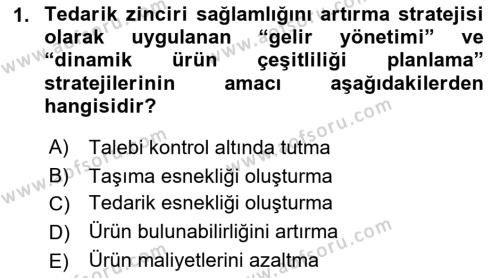 Tedarik Zinciri Yönetimi Dersi 2022 - 2023 Yılı Yaz Okulu Sınavı 1. Soru