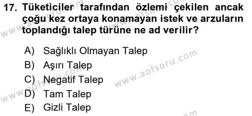 Tedarik Zinciri Yönetimi Dersi 2022 - 2023 Yılı Yaz Okulu Sınavı 17. Soru