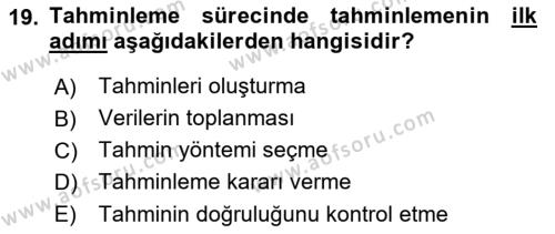 Tedarik Zinciri Yönetimi Dersi 2022 - 2023 Yılı Yaz Okulu Sınavı 19. Soru