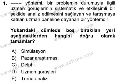 Tedarik Zinciri Yönetimi Dersi 2023 - 2024 Yılı Yaz Okulu Sınavı 1. Soru