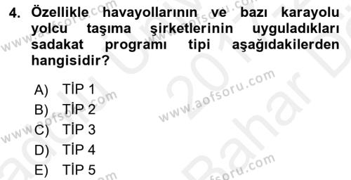 Satış Yönetimi Dersi 2017 - 2018 Yılı (Vize) Ara Sınavı 4. Soru