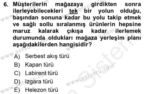 Satış Yönetimi Dersi 2017 - 2018 Yılı (Vize) Ara Sınavı 6. Soru